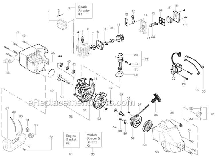 Page E Diagram and Parts List for FEATHERLITE Type 4 Weed Eater Trimmer